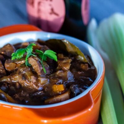 Pot of Beef and Ale Stew and celert