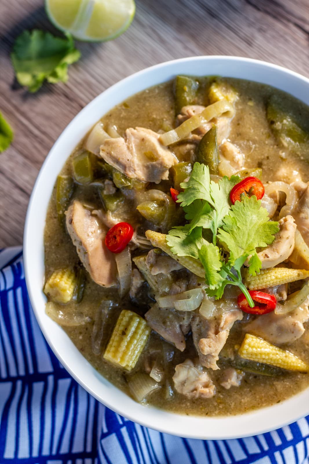 Slow Cooker Thai Green Curry and Lime in a bowl