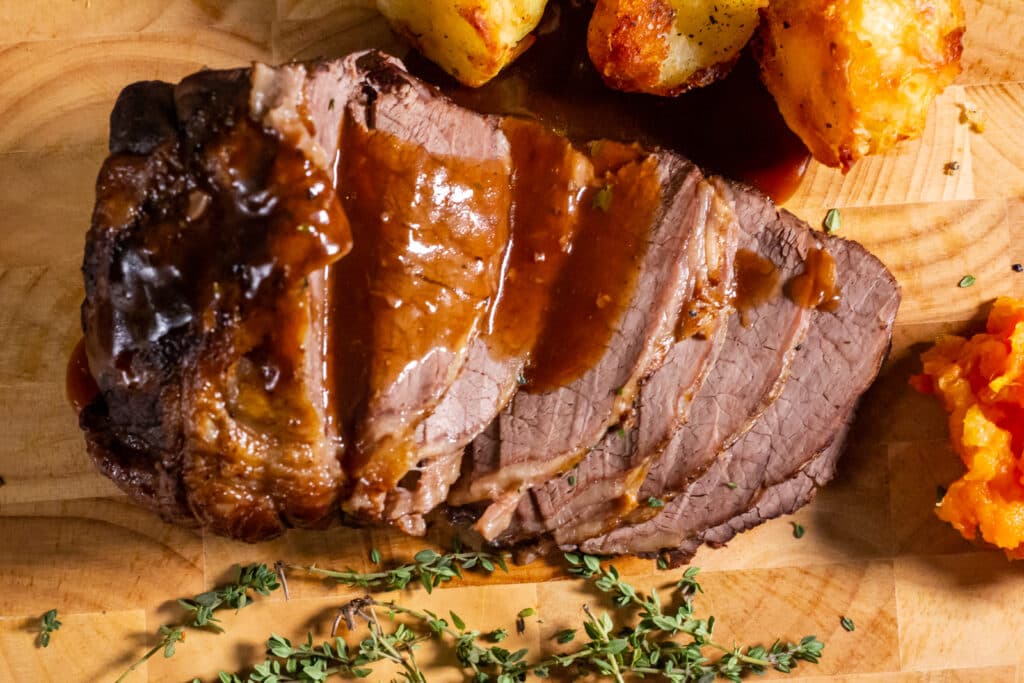 Slow Cooker Beef, Roast Potatoes and Thyme