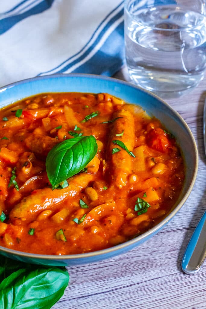 Slow Cooker Chicken Sausage Casserole and drink