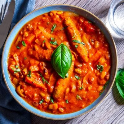 Slow Cooker Chicken Sausage Casserole Overhead