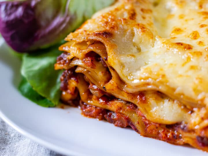 Close up of slow cooker lasagne