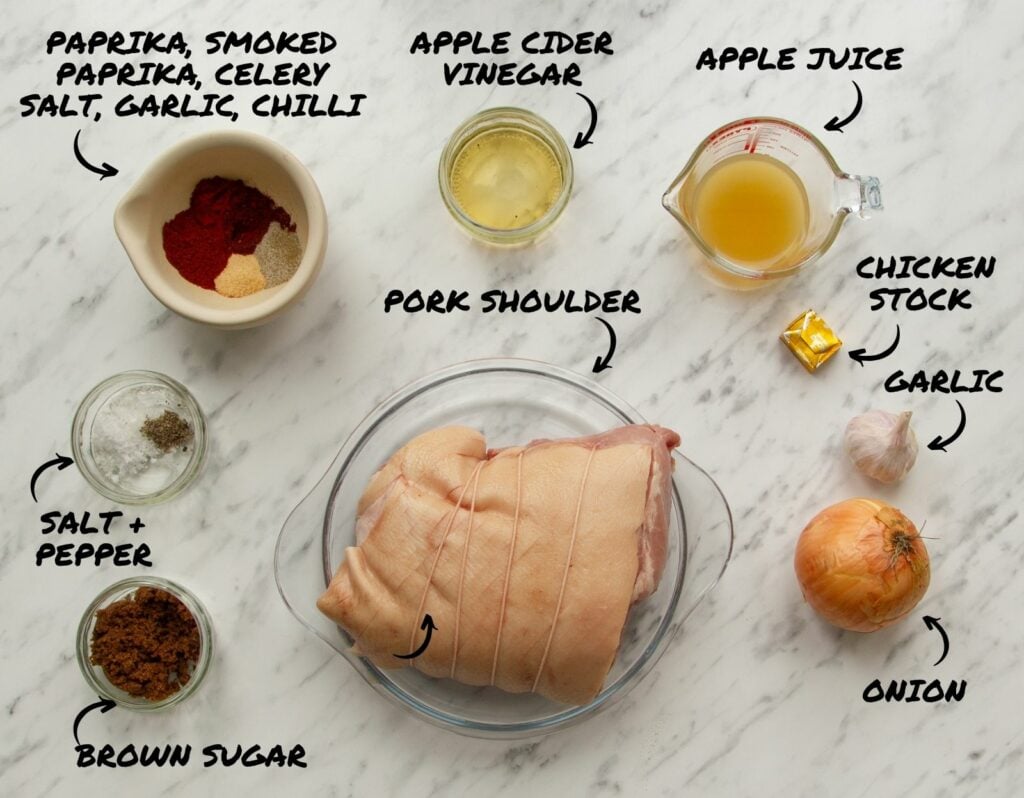 Ingredients to make Slow Cooker Pulled Pork.