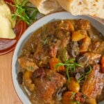 Slow cooker chicken casserole with crusty bread