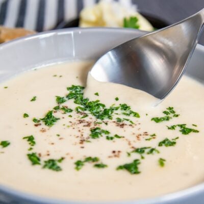 A bowl of SLow Cooker Chicken soup.