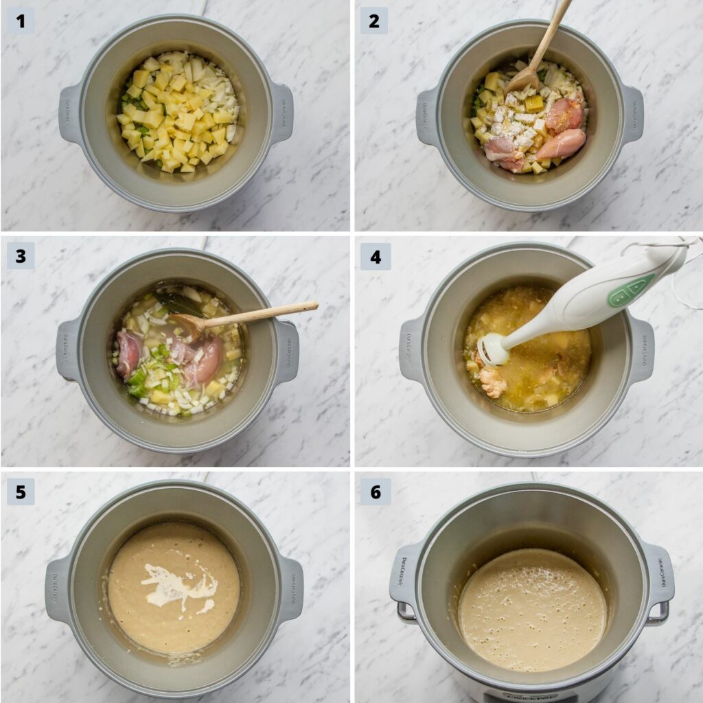 Image of the steps to make Slow Cooker Chicken Soup.