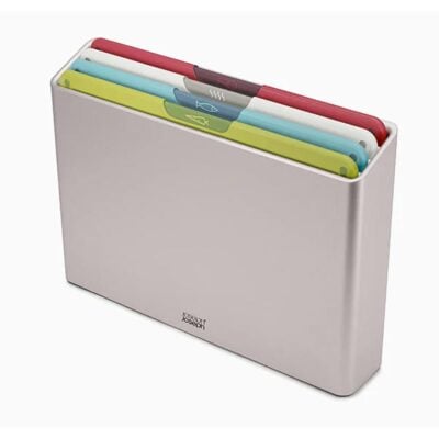 Angled photo of a Joseph Joseph Folio Icon chopping board set